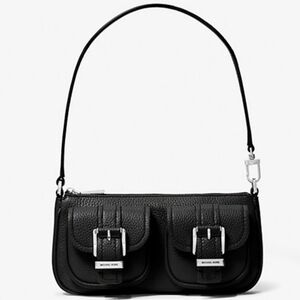 MICHAEL KORS Small Zoe Black Leather Shoulder Pochette Bag
